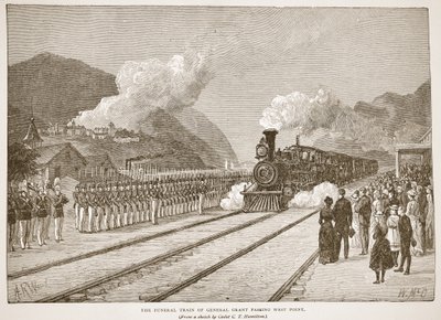 The Funeral Train of General Grant Passing West Point, from a book pub. 1896 by Alfred Rudolph Waud